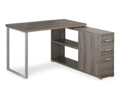 Dark Taupe Reversible L-Shaped Corner Desk