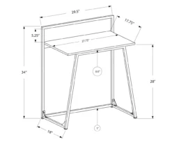Monarch Small Space Metal Computer Desk -Living Room Furniture Store 810512941 3
