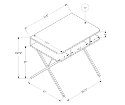Silver & White Writing Desk -Living Room Furniture Store 810512942 3