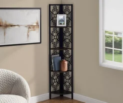 Monarch Geometric 4-Shelf Corner Bookcase -Living Room Furniture Store 810512946 1