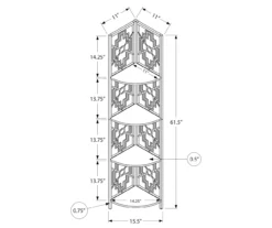 Monarch Geometric 4-Shelf Corner Bookcase -Living Room Furniture Store 810512946 3