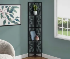 Monarch Geometric 4-Shelf Corner Bookcase -Living Room Furniture Store 810512948 1