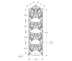Monarch Geometric 4-Shelf Corner Bookcase -Living Room Furniture Store 810512948 3