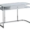 White & Silver Chrome Office Desk -Living Room Furniture Store 810512954 2