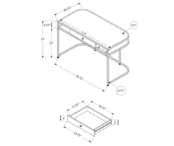 White & Silver Chrome Office Desk -Living Room Furniture Store 810512954 3