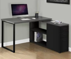 Gray & Black L-Shaped 3-Drawer Computer Desk 8 Gray & Black L-Shaped 3-Drawer Computer Desk -Living Room Furniture Store 810512962 1
