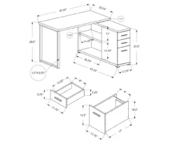 Gray & Black L-Shaped 3-Drawer Computer Desk 9 Gray & Black L-Shaped 3-Drawer Computer Desk -Living Room Furniture Store 810512962 3