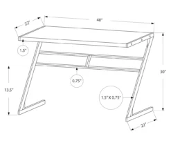 Monarch Z-Shaped Base Office Desk -Living Room Furniture Store 810512963 3