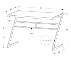 Monarch Z-Shaped Base Office Desk -Living Room Furniture Store 810512964 3
