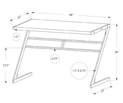 Monarch Z-Shaped Base Office Desk -Living Room Furniture Store 810512965 3