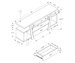 60" Espresso 2-Drawer TV Stand -Living Room Furniture Store 810512982 3