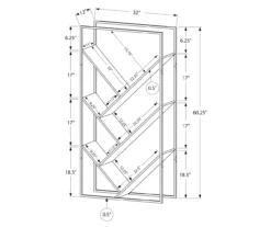 Gray 5-Shelf Slanted Bookcase -Living Room Furniture Store 810512987 3