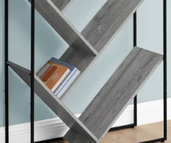 Gray 5-Shelf Slanted Bookcase -Living Room Furniture Store 810512987 4