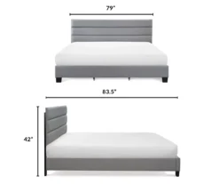 Gray Hudson King Upholstered Linen Fabric Bed -Living Room Furniture Store 810513494 6