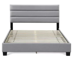 Gray Hudson Queen Upholstered Linen Fabric Bed -Living Room Furniture Store 810513495 10