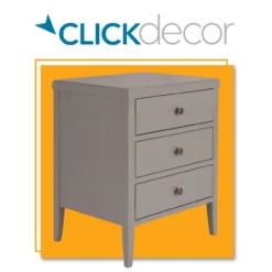 Gray Finley Wood 3-Drawer Nightstand -Living Room Furniture Store 810513522