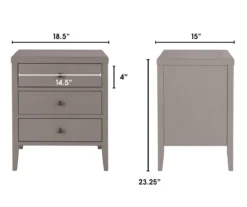 Gray Finley Wood 3-Drawer Nightstand -Living Room Furniture Store 810513522 7