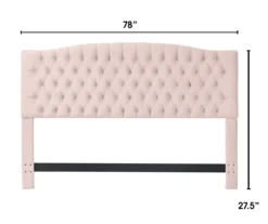 French Blush Pink Celeste Upholstered King Headboard -Living Room Furniture Store 810513528 3
