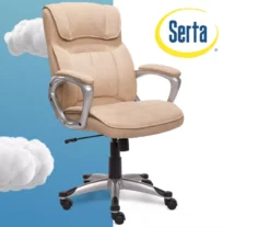 Fawn Tan Linen Executive Office Chair -Living Room Furniture Store 810513549