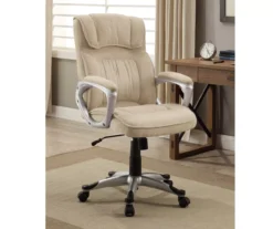 Fawn Tan Linen Executive Office Chair -Living Room Furniture Store 810513549 3