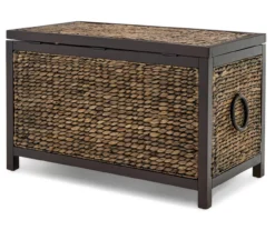 Rustic Black Wicker Storage Trunk -Living Room Furniture Store 810513555 13