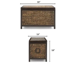 Rustic Black Wicker Storage Trunk -Living Room Furniture Store 810513555 3