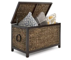 Rustic Black Wicker Storage Trunk -Living Room Furniture Store 810513555 5