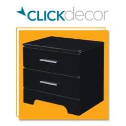 Black Hudson 2-Drawer Wood Nightstand -Living Room Furniture Store 810513557