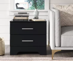 Black Hudson 2-Drawer Wood Nightstand -Living Room Furniture Store 810513557 3