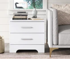White Hudson 2-Drawer Wood Nightstand -Living Room Furniture Store 810513558 3