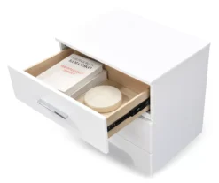 White Hudson 2-Drawer Wood Nightstand -Living Room Furniture Store 810513558 7