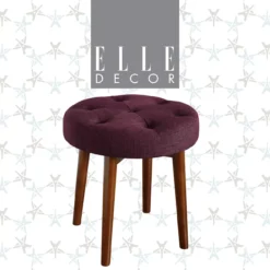 Penelope Eggplant Tufted Stool -Living Room Furniture Store 810513574