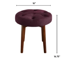 Penelope Eggplant Tufted Stool -Living Room Furniture Store 810513574 3