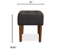 Aria Charcoal Grey Tufted Stool -Living Room Furniture Store 810513578 3