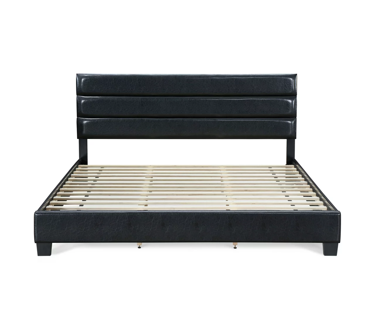 Black Channel Tufted King Upholstered Bed Frame 4 Black Channel Tufted King Upholstered Bed Frame - Image 2