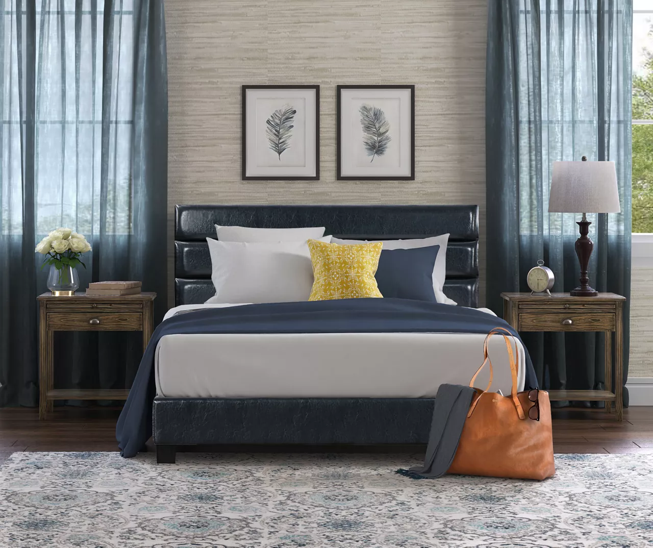 Black Channel Tufted King Upholstered Bed Frame 10 Black Channel Tufted King Upholstered Bed Frame - Image 8