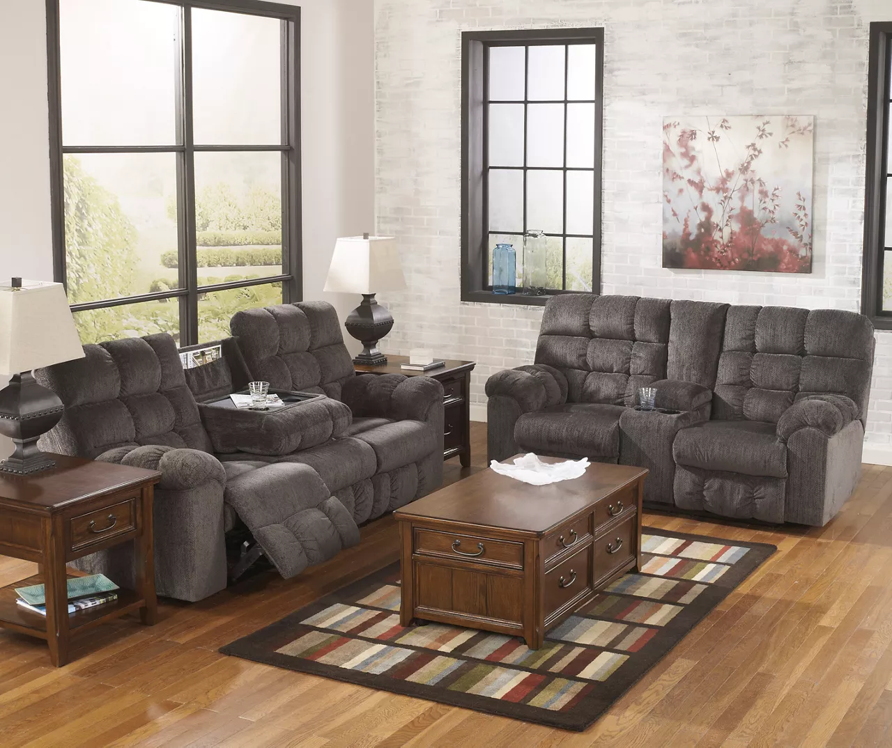 Acieona Slate Reclining Console Loveseat 4 Acieona Slate Reclining Console Loveseat - Image 2