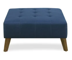 Jasper Navy Peacock Square Ottoman