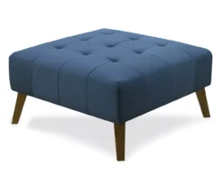 Jasper Navy Peacock Square Ottoman -Living Room Furniture Store 810519917 2