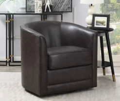 Willow River Hammond Faux Leather Swivel Accent Chair -Living Room Furniture Store 810519938 6