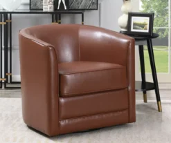 Willow River Hammond Faux Leather Swivel Accent Chair -Living Room Furniture Store 810519939 6