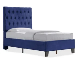 Decatur Navy Twin Upholstered Bed -Living Room Furniture Store 810519977 2