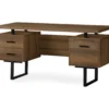 60" Walnut Woodgrain & Black Floating Desk -Living Room Furniture Store 810527324 2