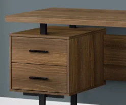 60" Walnut Woodgrain & Black Floating Desk -Living Room Furniture Store 810527324 3