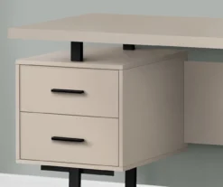 60" Taupe & Black Floating Desk -Living Room Furniture Store 810527326 3