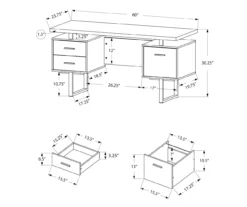 60" Taupe & Black Floating Desk -Living Room Furniture Store 810527326 5