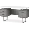 60" Concrete Gray & White Floating Desk -Living Room Furniture Store 810527330 2
