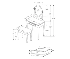 Antique White 2-Piece Mirror Vanity Set -Living Room Furniture Store 810527351 6