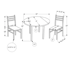 Dark Taupe & Black Metal 3-Piece Dining Set -Living Room Furniture Store 810527363 5