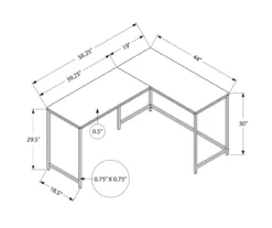 Black Metal L-Shaped Corner Desk -Living Room Furniture Store 810527369 10